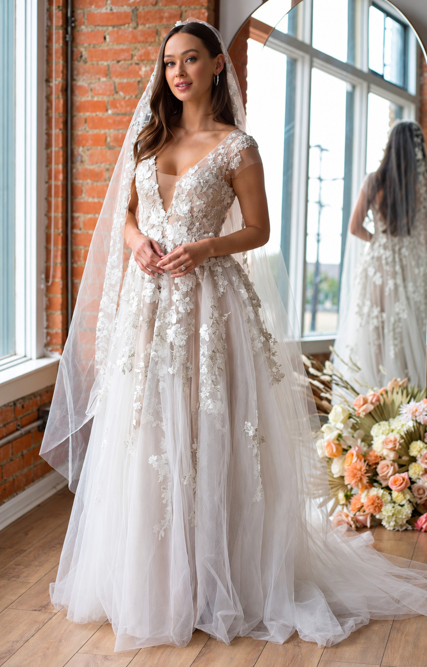 Wtoo by Watters Locket Prescott Wedding Dress 10 Ivory Floral Lace NWT Bridal
